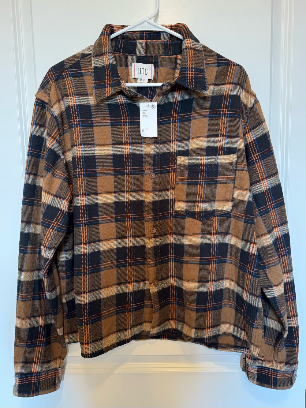 BDG Urban Outfitters Men’s Cropped Plaid Flannel Button-Down 100% Cotton